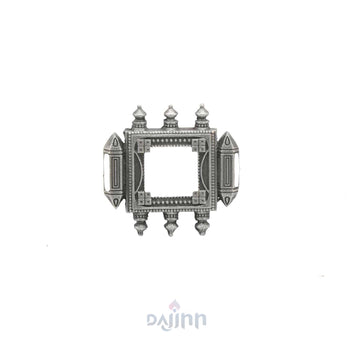 Meena White Enamel Silver Oxidized Ring