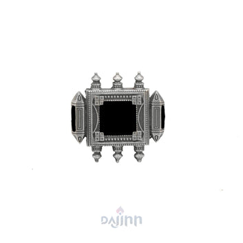 Meena Black Enamel Silver Oxidized Ring