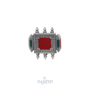 Meena Multi Colored Enamel Silver Oxidized Ring