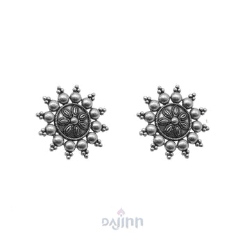 Anu Circle SIlver Oxidized Studs Earrings
