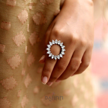 Dajinn Loop Polki Silver Oxidized Ring