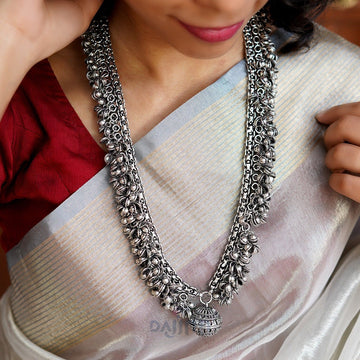 Dajinn Reethika Oxidized Ghungroo Long Necklace