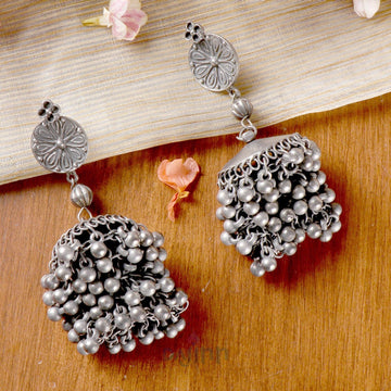 Dajinn Saira Silver Oxidised  Earrings