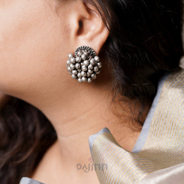 Dajinn Trisha Ghungroo Silver Oxidised Earrings
