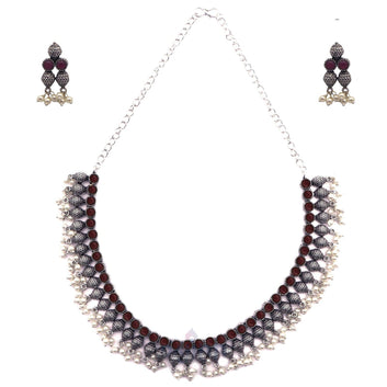 Dajinn Mitali Rani Pink Stone Choker Necklace Set