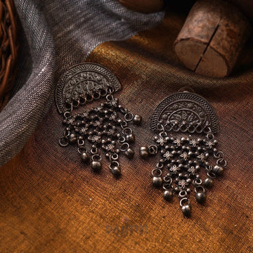 Dajinn Arnika Antique Silver Polish Ghungroo Earrings