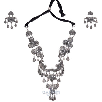 Dajinn Dira Antique Silver Polish Necklace Set