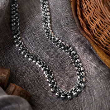Dajinn Anwita Long Silver Oxidised Necklace