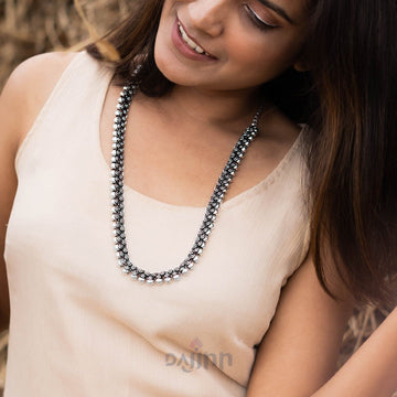 Dajinn Anwita Long Silver Oxidised Necklace