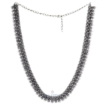 Dajinn Aanshi Long Silver Oxidised Necklace