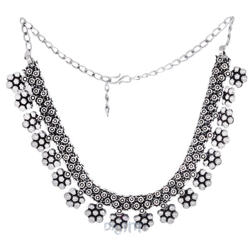 Dajinn Praanvi Silver Oxidised Choker Necklace