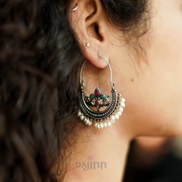 Dajinn Saara Floral Multicolored Hoop Earrings