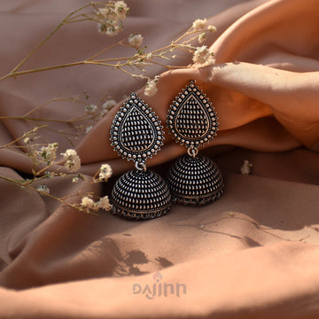 Dajinn Anukriti Leaf Silver Oxidised Jhumki