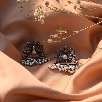 Dajinn Morni Silver Oxidised Earrings