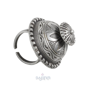 Dajinn Sanchi Stupa Silver Oxidised Ring