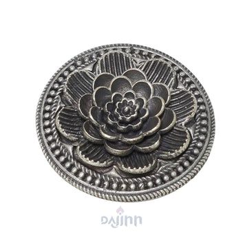 Dajinn Smriti Floral Silver Oxidised Ring