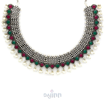 Dajinn Dishta Silver Oxidised Jewelry Set