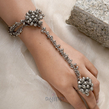 Dajinn Bhavini Silver Oxidised Ghungroo Haath Phool