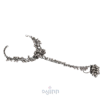 Dajinn Bhavini Silver Oxidised Ghungroo Haath Phool