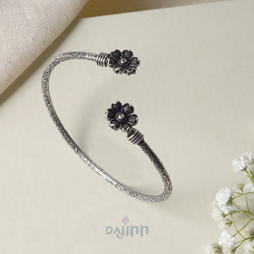 Dajinn Aastha Silver Oxidised Floral Bracelet
