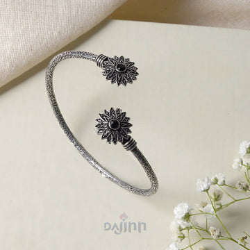 Dajinn Manju Silver Oxidised Floral Bracelet