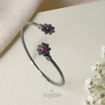 Dajinn Saroj Silver Oxidised Floral Bracelet