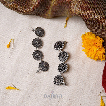 Dajinn Rashtri Silver Oxidised Earcuffs
