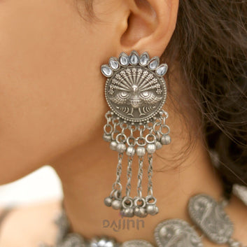 Dajinn Ridhi Silver Oxidised Choker Necklace Set