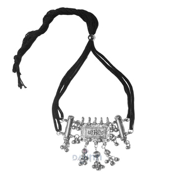 Dajinn Adweta Silver Oxidised Choker Necklace