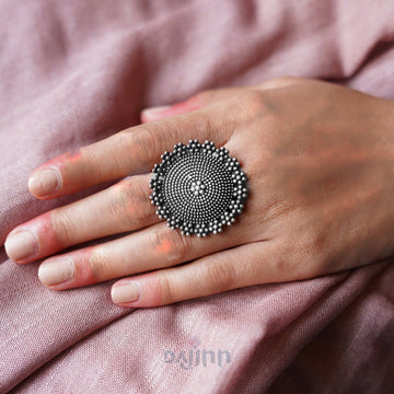 Dajinn Opal Silver Oxidised Ring