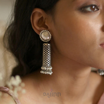 Dajinn Qushi Silver Oxidised Earrings