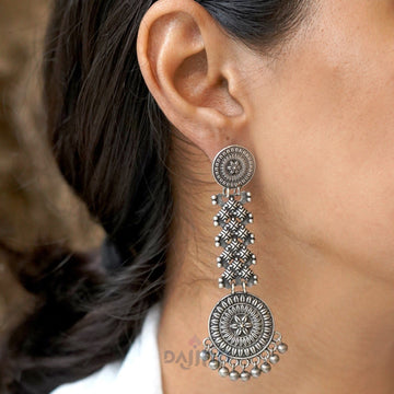 Dajinn Raveena Silver Oxidised Earrings