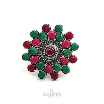 Vani Multi Colored Stone Silver Ring