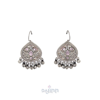 Dajinn Vanya Silver Oxidised Pink Earrings