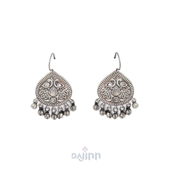 Dajinn Vanya Silver Oxidised White Earrings
