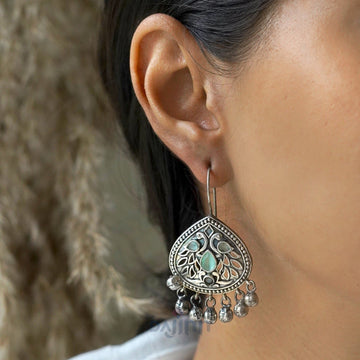 Dajinn Vanya Silver Oxidised Turquoise  Earrings