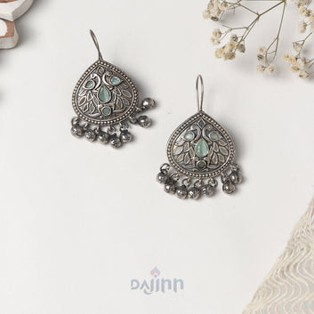 Dajinn Vanya Silver Oxidised Turquoise  Earrings