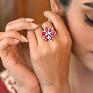 Ageless Red Stone Silver Ring
