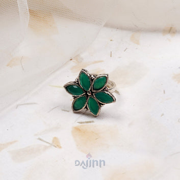 Ageless Green Stone Silver Ring