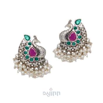 Dajinn Nirali Multicolored Silver Oxidised Earrings