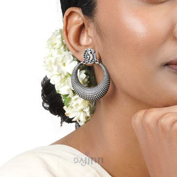 Dajinn Pranali Silver Oxidised Earrings