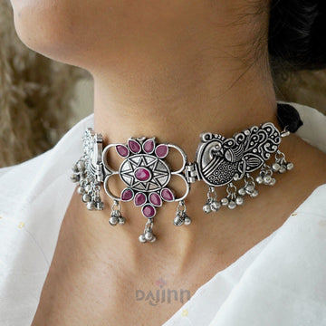Dajinn Parul Pink Peacock Choker Necklace