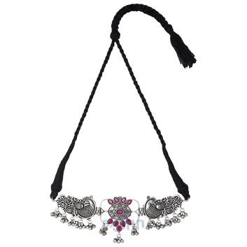 Dajinn Parul Pink Peacock Choker Necklace