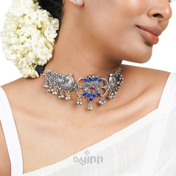Dajinn Ekantika multicoloured silver oxidised necklace