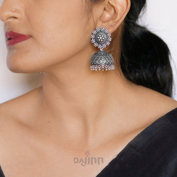 Ishani Silver Oxidized Jhumki