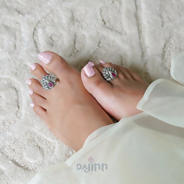 Dajinn Indira Peacock Silver Oxidised Toe Rings