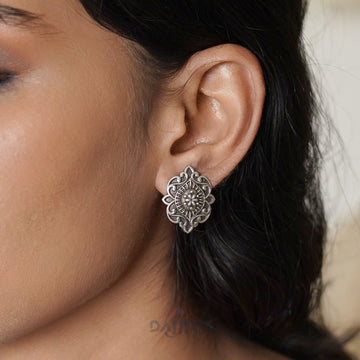 Dajinn Pranavee Silver Oxidised Earrings