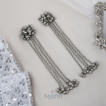Dajinn Khurmi Silver Oxidised Ghungroo Earring