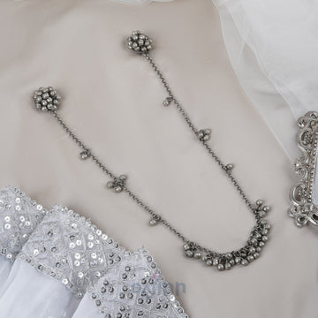 Dajinn Sharia Silver Oxidised Ghungroo Earring Necklace