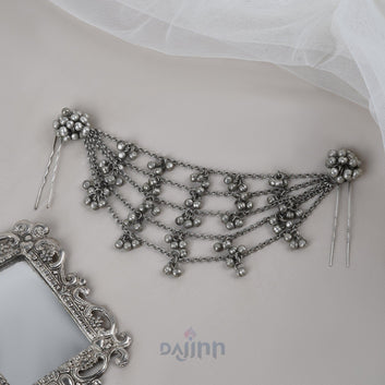 Dajinn Aamna Ghungroo Silver Oxidised Bun Stick